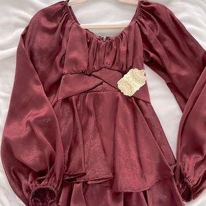 NWT Burgundy crossover silk romper from Altard State